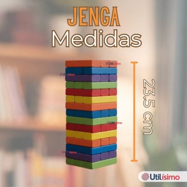 JENGA JUEGO DE MESA 48 PIEZAS MULTICOLOR MADERA ORIGINAL - 7