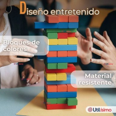 JENGA JUEGO DE MESA 48 PIEZAS MULTICOLOR MADERA ORIGINAL - 9