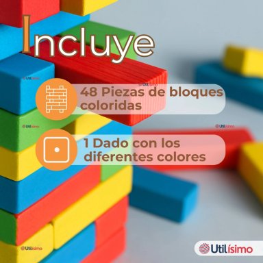 JENGA JUEGO DE MESA 48 PIEZAS MULTICOLOR MADERA ORIGINAL - 5