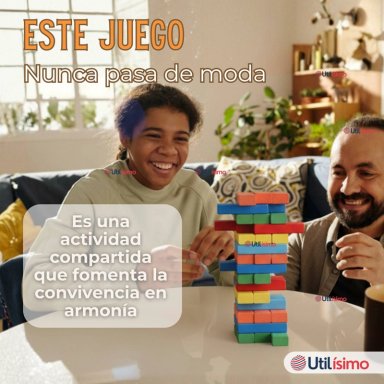 JENGA JUEGO DE MESA 48 PIEZAS MULTICOLOR MADERA ORIGINAL - 10