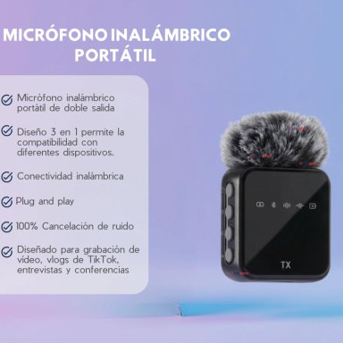 PACK 2 MICROFONOS INALAMBRICO 3 EN 1 PARA CELULAR IPHONE ANDROID PROFESIONAL LAVALIER - 4