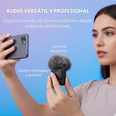 PACK 2 MICROFONOS INALAMBRICO 3 EN 1 PARA CELULAR IPHONE ANDROID PROFESIONAL LAVALIER - 6