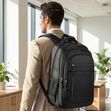MOCHILA EJECUTIVA OFICINA NOTEBOOK IMPERMEABLE RESISTENTE 53CM NEGRO 28L - 1