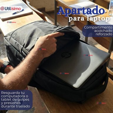 MOCHILA EJECUTIVA OFICINA NOTEBOOK IMPERMEABLE RESISTENTE 53CM NEGRO 28L - 6