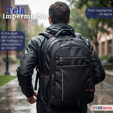 MOCHILA VIAJE CABINA IMPERMEABLE RESISTENTE NOTEBOOK 53CM NEGRO 28L - 9