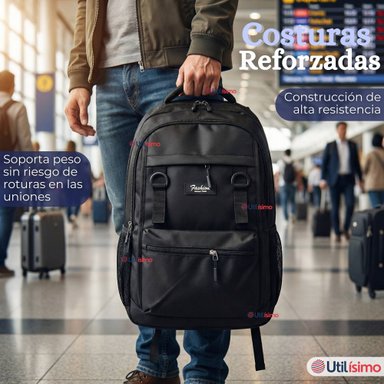MOCHILA VIAJERA CABINA IMPERMEABLE RESISTENTE 44CM NEGRO 20L - 2