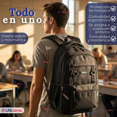 MOCHILA VIAJERA CABINA IMPERMEABLE RESISTENTE 44CM NEGRO 20L - 3
