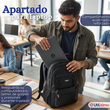 MOCHILA VIAJERA CABINA IMPERMEABLE RESISTENTE 44CM NEGRO 20L - 5