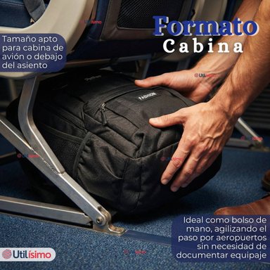 MOCHILA VIAJERA CABINA IMPERMEABLE RESISTENTE 44CM NEGRO 20L - 6