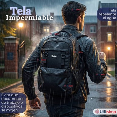 MOCHILA VIAJERA CABINA IMPERMEABLE RESISTENTE 44CM NEGRO 20L - 8