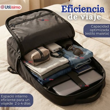MOCHILA VIAJERA CABINA IMPERMEABLE RESISTENTE 44CM NEGRO 20L - 9