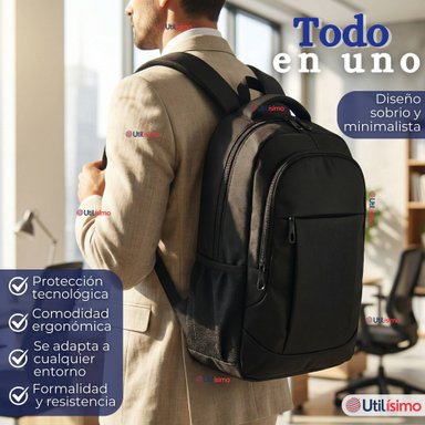 MOCHILA MULTIFUNCIONAL EJECUTIVA NOTEBOOK ESCOLAR VIAJE CABINA IMPERMEABLE RESISTENTE 49CM NEGRO 25L - 3