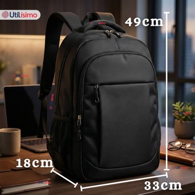 MOCHILA MULTIFUNCIONAL EJECUTIVA NOTEBOOK ESCOLAR VIAJE CABINA IMPERMEABLE RESISTENTE 49CM NEGRO 25L - 4