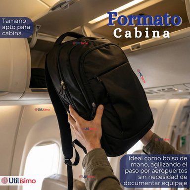 MOCHILA MULTIFUNCIONAL EJECUTIVA NOTEBOOK ESCOLAR VIAJE CABINA IMPERMEABLE RESISTENTE 49CM NEGRO 25L - 6
