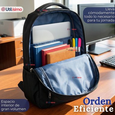 MOCHILA MULTIFUNCIONAL EJECUTIVA NOTEBOOK ESCOLAR VIAJE CABINA IMPERMEABLE RESISTENTE 49CM NEGRO 25L - 7