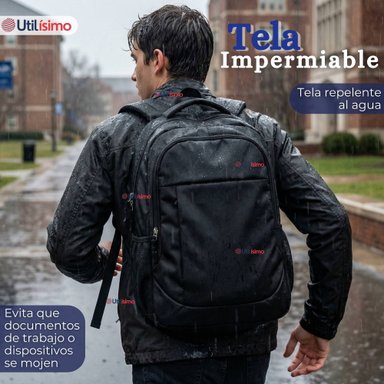 MOCHILA MULTIFUNCIONAL EJECUTIVA NOTEBOOK ESCOLAR VIAJE CABINA IMPERMEABLE RESISTENTE 49CM NEGRO 25L - 8