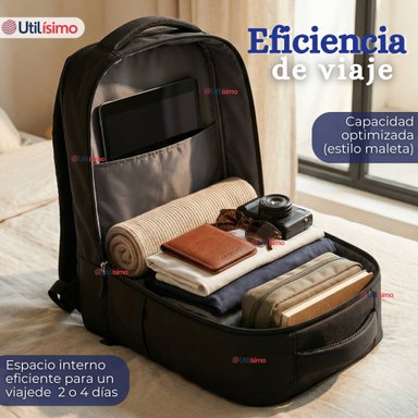 MOCHILA MULTIFUNCIONAL EJECUTIVA NOTEBOOK ESCOLAR VIAJE CABINA IMPERMEABLE RESISTENTE 49CM NEGRO 25L - 9