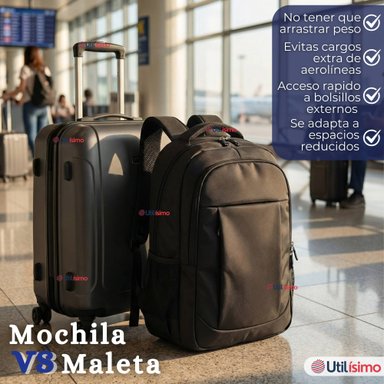 MOCHILA MULTIFUNCIONAL EJECUTIVA NOTEBOOK ESCOLAR VIAJE CABINA IMPERMEABLE RESISTENTE 49CM NEGRO 25L - 10