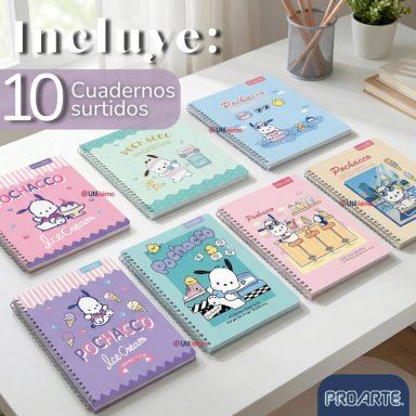 PACK 10 CUADERNOS UNIVERSITARIOS POCHACCO 100 HOJAS PROARTE DISEÑOS SURTIDOS - 2