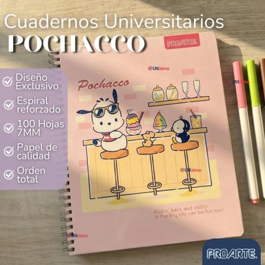 PACK 10 CUADERNOS UNIVERSITARIOS POCHACCO 100 HOJAS PROARTE DISEÑOS SURTIDOS - 3