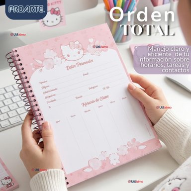 PACK 6 CUADERNOS UNIVERSITARIO HELLO KITTY 150 HOJAS TAPA GRUESA PROARTE DISEÑO SURTIDO - 10