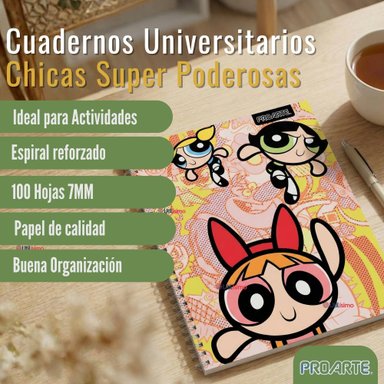 PACK 5 CUADERNOS UNIVERSITARIOS CHICAS SUPERPODEROSAS 100 HOJAS PROARTE POWERPUFF GIRLS - 2