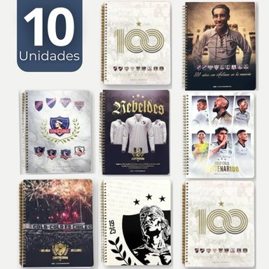 PACK 10 UNIDADES CUADERNOS COLO COLO CENTENARIO 100 HOJAS DISEÑOS SURTIDOS - 1