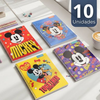 PACK 10 CUADERNOS UNIVERSITARIOS MICKEY MOUSE PROARTE 7MM 100 HOJAS DISEÑOS SURTIDOS - 1