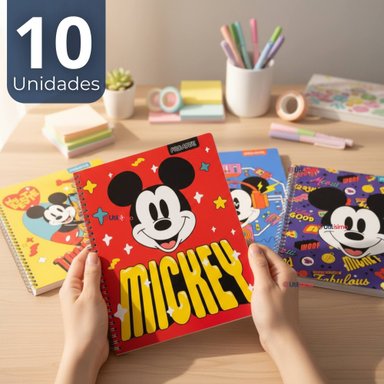 PACK 10 CUADERNOS UNIVERSITARIOS MICKEY MOUSE PROARTE 7MM 100 HOJAS DISEÑOS SURTIDOS - 1