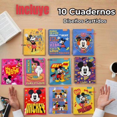 PACK 10 CUADERNOS UNIVERSITARIOS MICKEY MOUSE PROARTE 7MM 100 HOJAS DISEÑOS SURTIDOS - 2