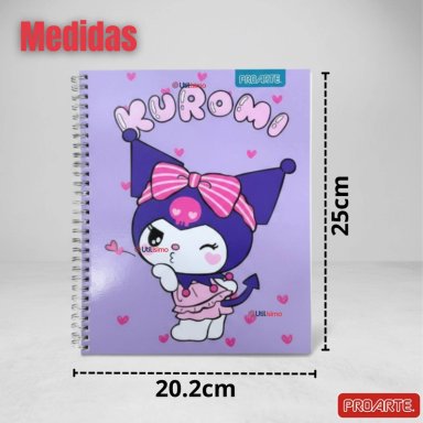 PACK 5 CUADERNOS UNIVERSITARIOS KUROMI PROARTE 7MM 100 HOJAS DISEÑOS SURTIDOS - 3