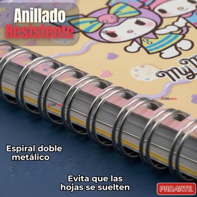 PACK 5 CUADERNOS UNIVERSITARIO MY MELODY & KUROMI PROARTE 7MM 100 HOJAS DISEÑOS SURTIDOS - 7