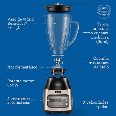 LICUADORA OSTER® CON TECNOLOGIA REVERSIBLE, 2 PROGRAMAS AUTOMATICOS Y 3 VELOCIDADES MAS PULSO - 3