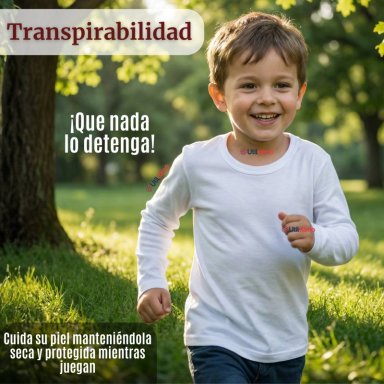 PACK 3 CAMISETAS ALGODON MANGA LARGA POLERA PRIMERA CAPA BLANCO NIÑO - 10