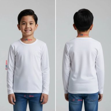PACK 3 CAMISETAS ALGODON MANGA LARGA POLERA PRIMERA CAPA BLANCO NIÑO - 11