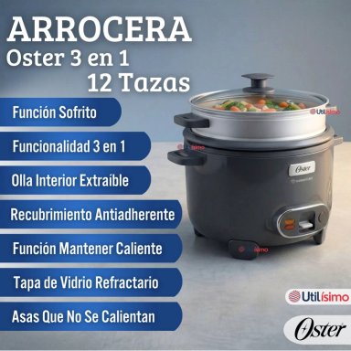 OSTER ARROCERA, 3 EN 1, 12 TAZASFUNCION SOFRITO, VAPORERA, RECUBRIMIENTO ANTIADHERENTE OSTER - 5