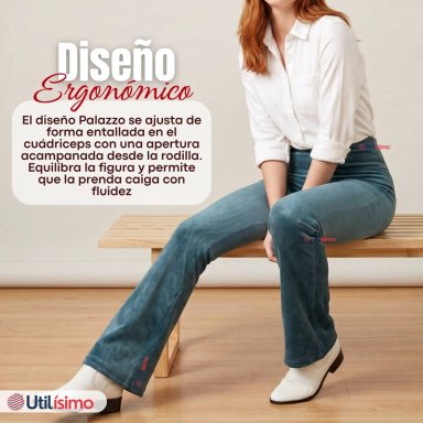 PANTALON COTELE  PALAZZO POLAR CON CHIPORRO ELASTICADO TERMICO VERDE AGUA - 9