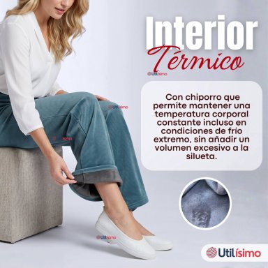PANTALON COTELE  PALAZZO POLAR CON CHIPORRO ELASTICADO TERMICO VERDE AGUA - 5