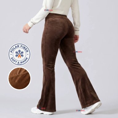 PANTALON COTELE  PALAZZO POLAR CON CHIPORRO ELASTICADO TERMICO CAFE - 1