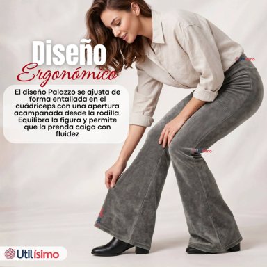 PANTALON COTELE  PALAZZO POLAR CON CHIPORRO ELASTICADO TERMICO GRIS MELANGE - 8