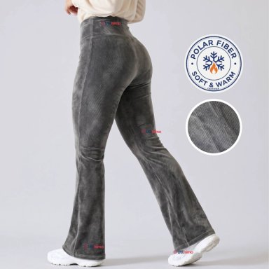 PANTALON COTELE  PALAZZO POLAR CON CHIPORRO ELASTICADO TERMICO GRIS MELANGE - 1