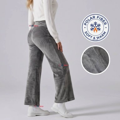 PANTALON COTELE  PALAZZO POLAR CON CHIPORRO ELASTICADO TERMICO GRIS MELANGE - 1
