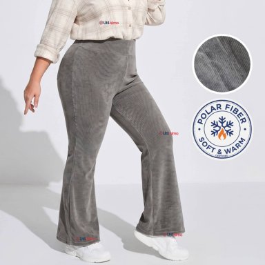 PANTALON COTELE  PALAZZO POLAR CON CHIPORRO ELASTICADO TERMICO GRIS MELANGE - 1