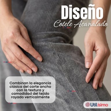 PANTALON COTELE  PALAZZO POLAR CON CHIPORRO ELASTICADO TERMICO GRIS MELANGE - 6