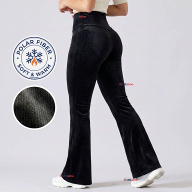 PANTALON COTELE  PALAZZO POLAR CON CHIPORRO ELASTICADO TERMICO NEGRO - 1