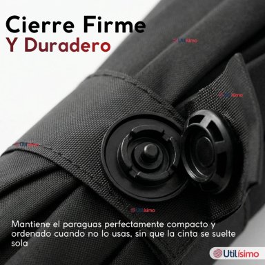 PARAGUAS MATE GRANDE 92,5 CM SOMBRILLA AUTOMATICA MANGO LARGO NEGRO - 8