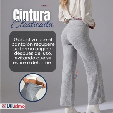 CALZA POLAR CON CHIPORRO PALAZZO MUJER ELASTICADA TERMICA GRIS MELANGE - 7