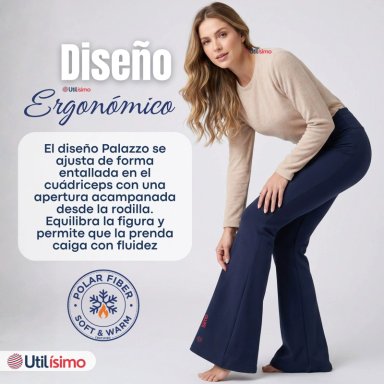 CALZA POLAR CON CHIPORRO PALAZZO MUJER ELASTICADA TERMICA AZUL MARINO - 5