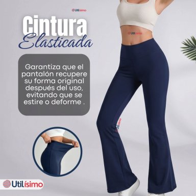 CALZA POLAR CON CHIPORRO PALAZZO MUJER ELASTICADA TERMICA AZUL MARINO - 7