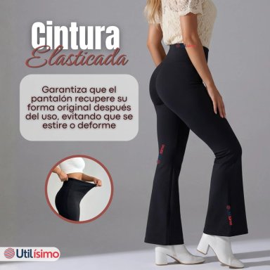 CALZA POLAR CON CHIPORRO PALAZZO MUJER ELASTICADA TERMICA NEGRA - 8